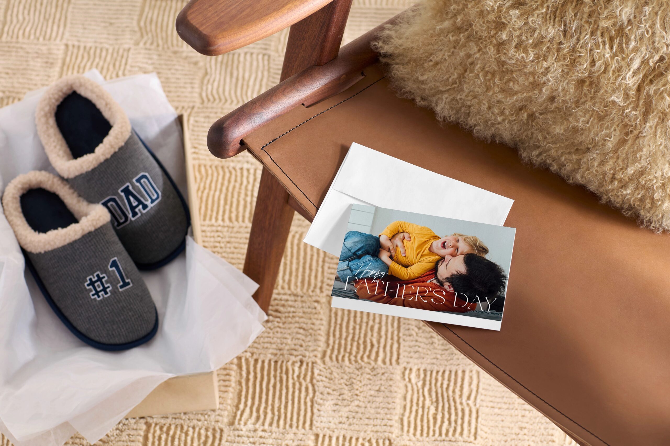 father's day card and #1 dad slippers