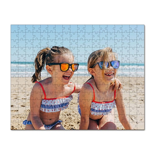 photo puzzle featuring picture of two young girls on the beach