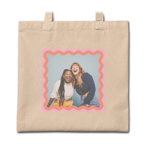 custom tote bag with design of friends posing for a silly picture