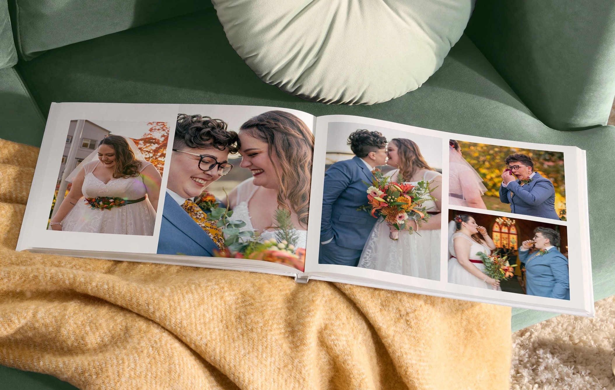 wedding photo book with collage pages