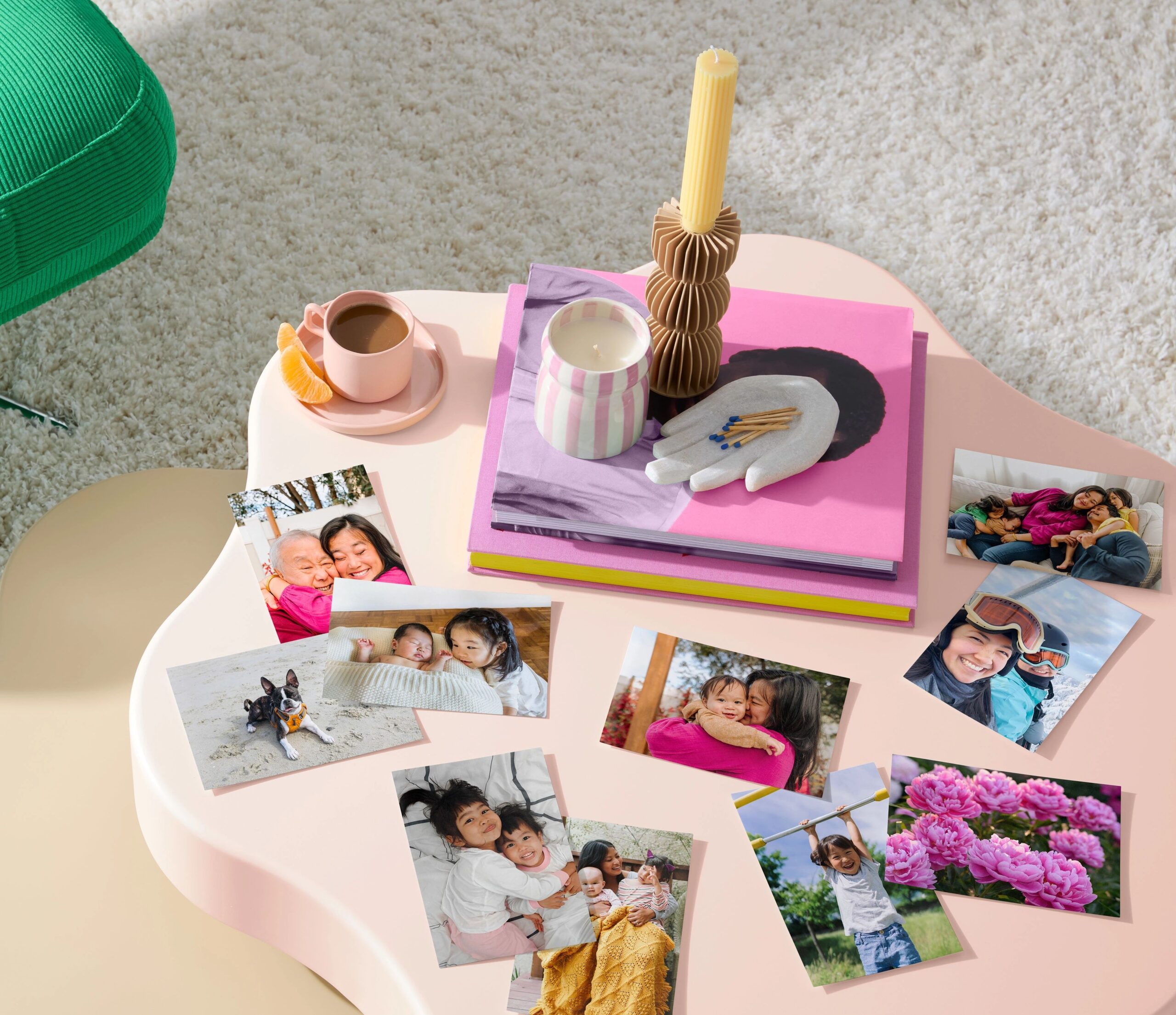 collection of photo prints on table